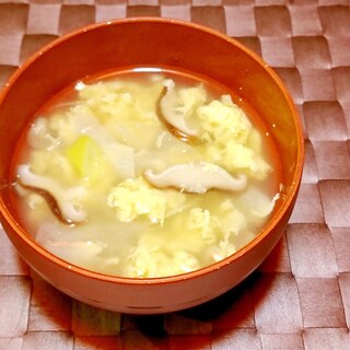 椎茸とねぎの玉子スープ